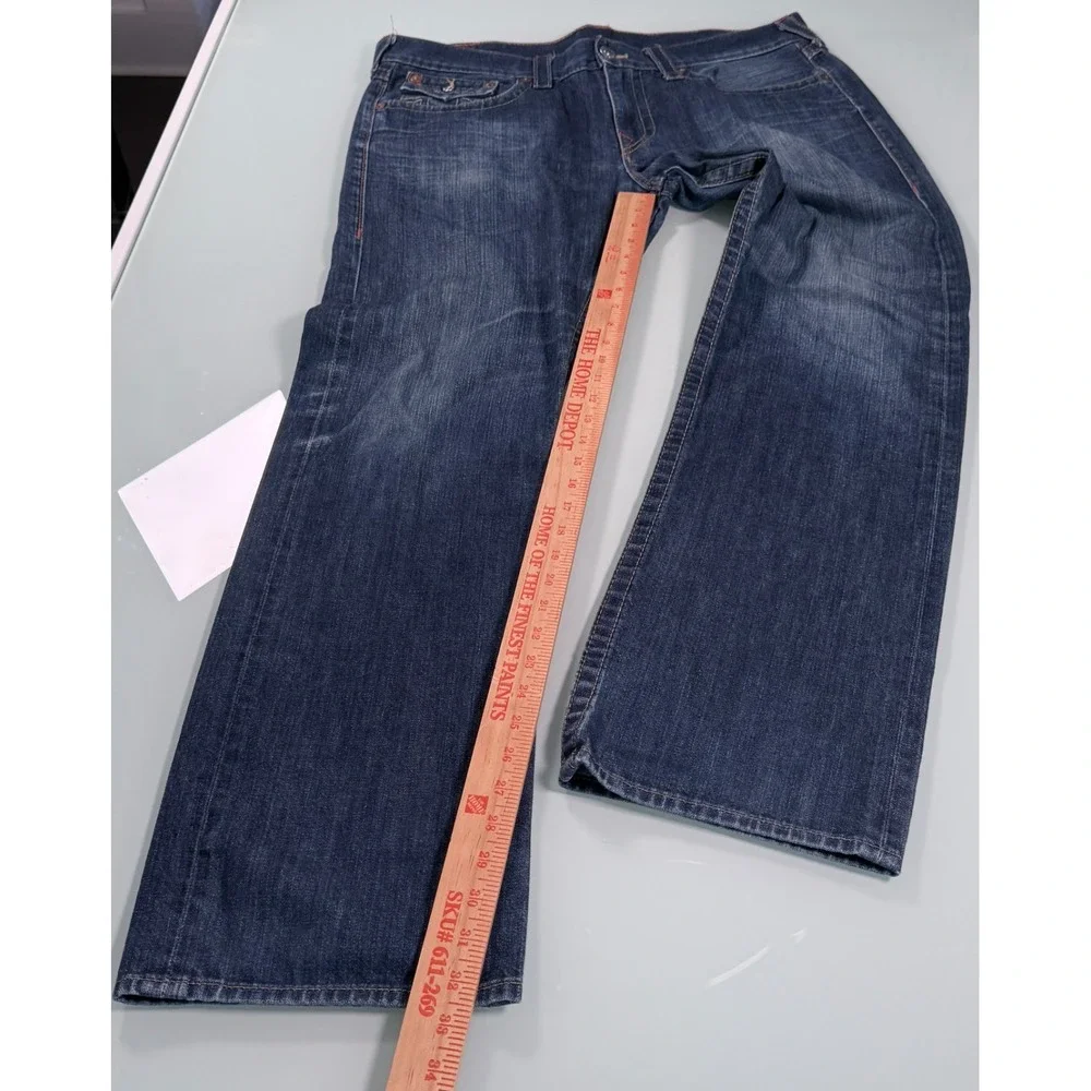 True Religion Ricky Straight Leg Mens Blue Denim 100% Cotton Jeans - 38x32